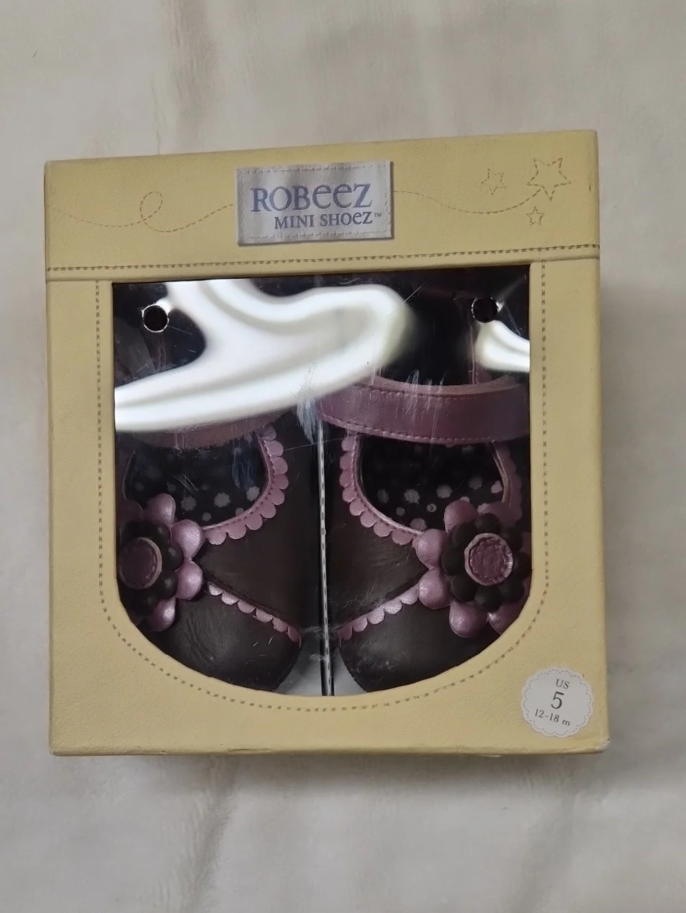 Robeez Brown and Pink Floral Mary Jane Mini Shoez